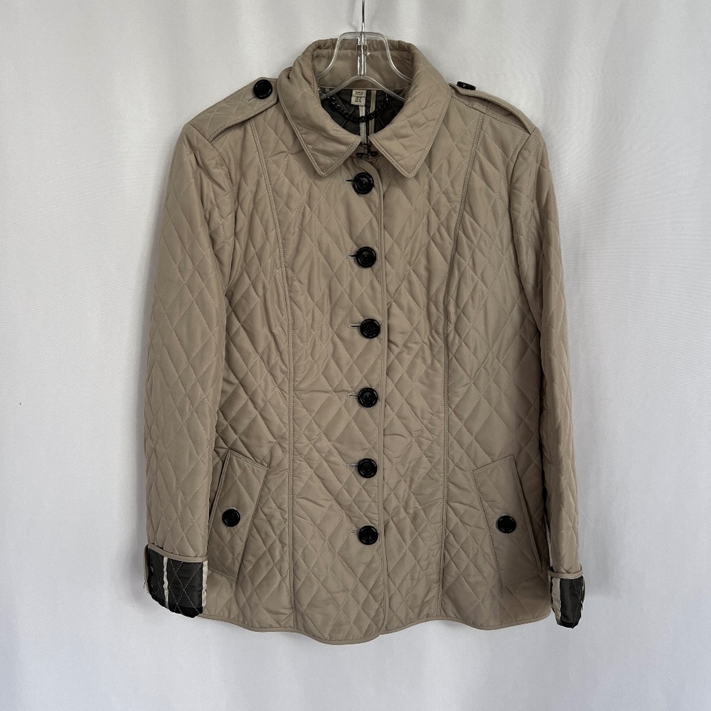 BURBERRY Women’s Quilted Jacket Beige Nova Check Lining Size US 10